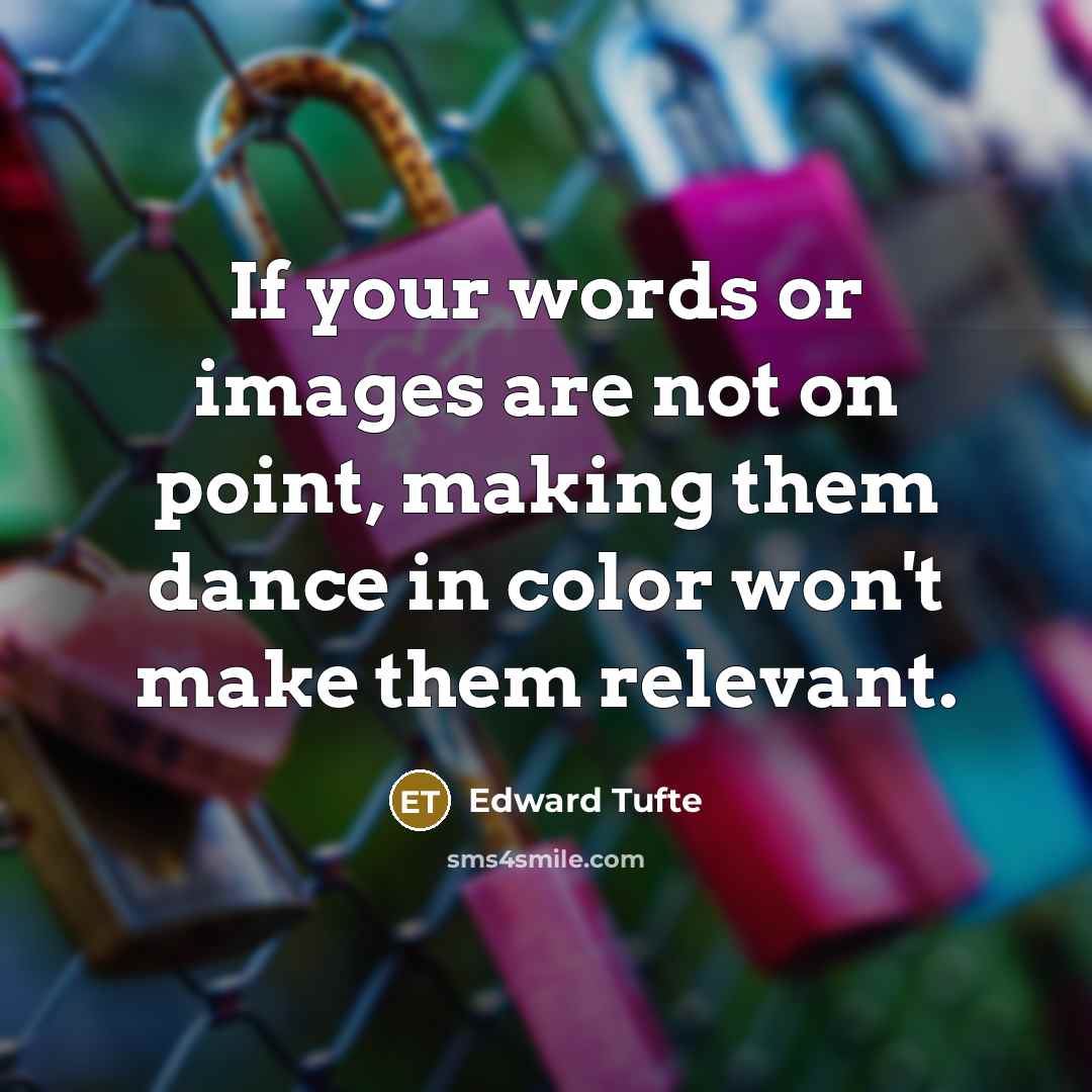 “If your words or images are not on point, making…” quote by Edward Tufte