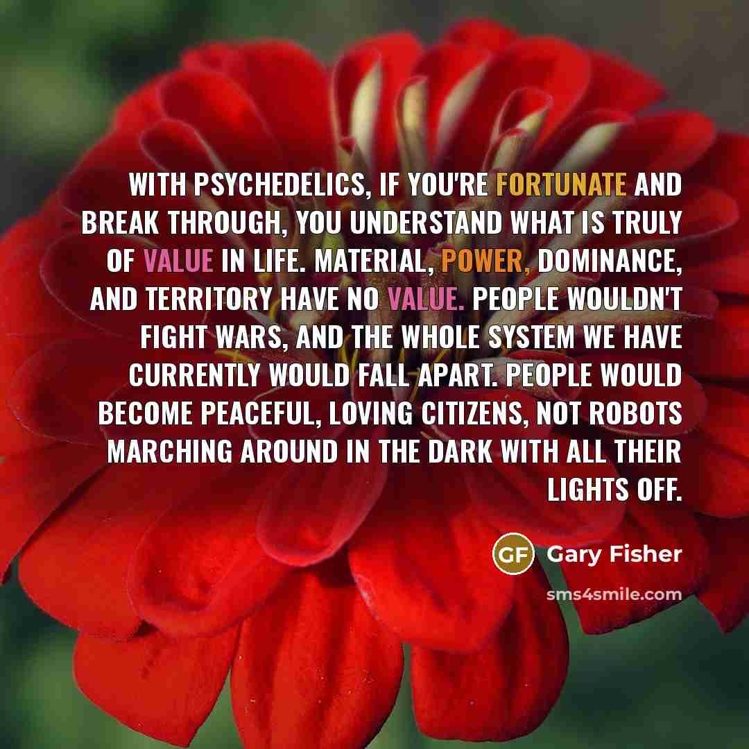 “With psychedelics, if you're fortunate and break through, you understand…” quote by Gary Fisher