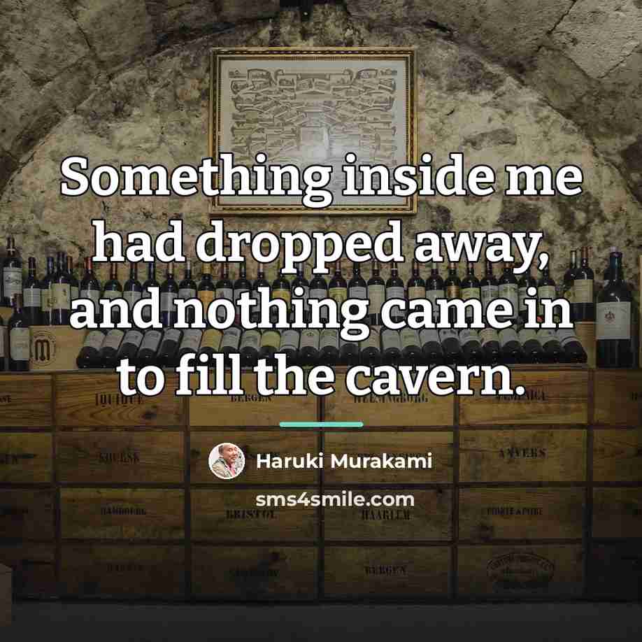 “Something inside me had dropped away, and nothing came in…” quote by Haruki Murakami