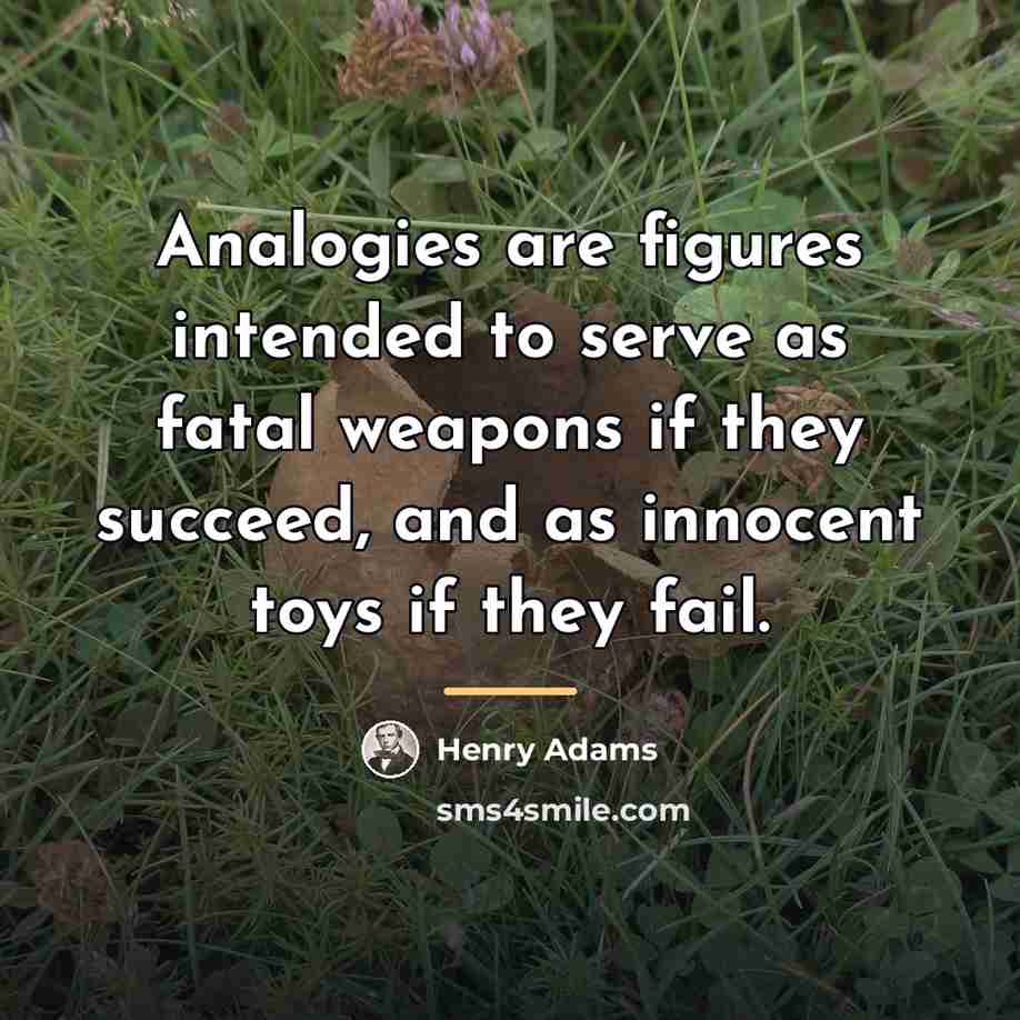 “Analogies are figures intended to serve as fatal weapons if…” quote by Henry Adams