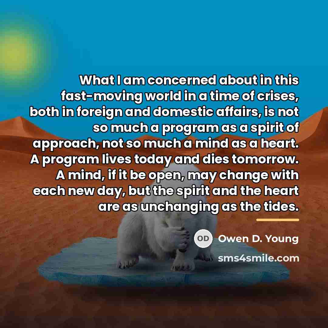 “What I am concerned about in this fast-moving world in…” quote by Owen D. Young