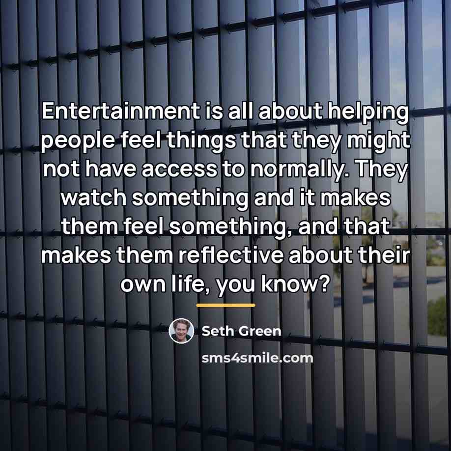 “Entertainment is all about helping people feel things that they…” quote by Seth Green