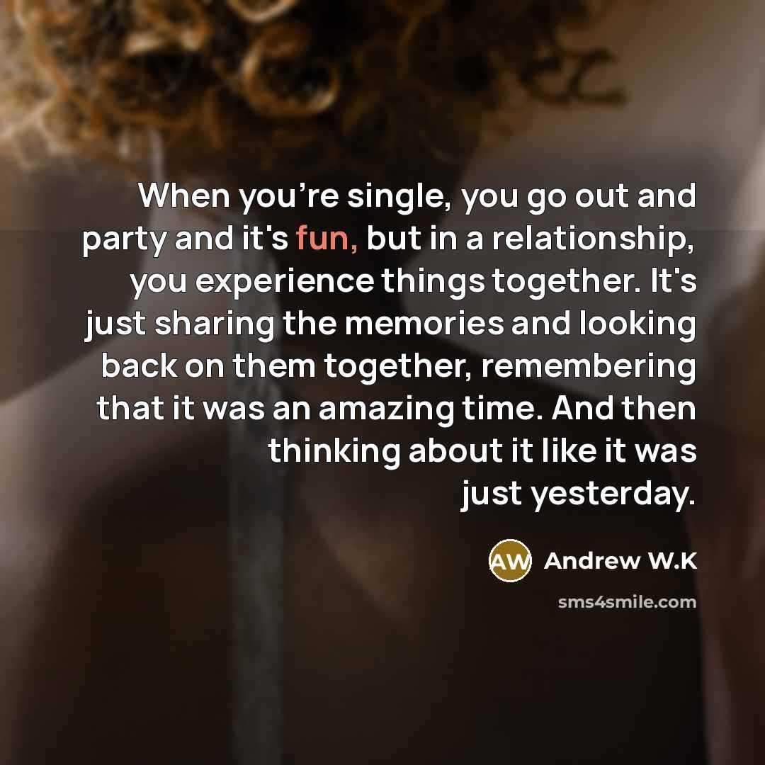 “When you're single, you go out and party and it's…” quote by Andrew W.K