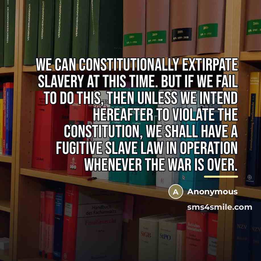 “We can constitutionally extirpate slavery at this time. But if…” quote by Anonymous