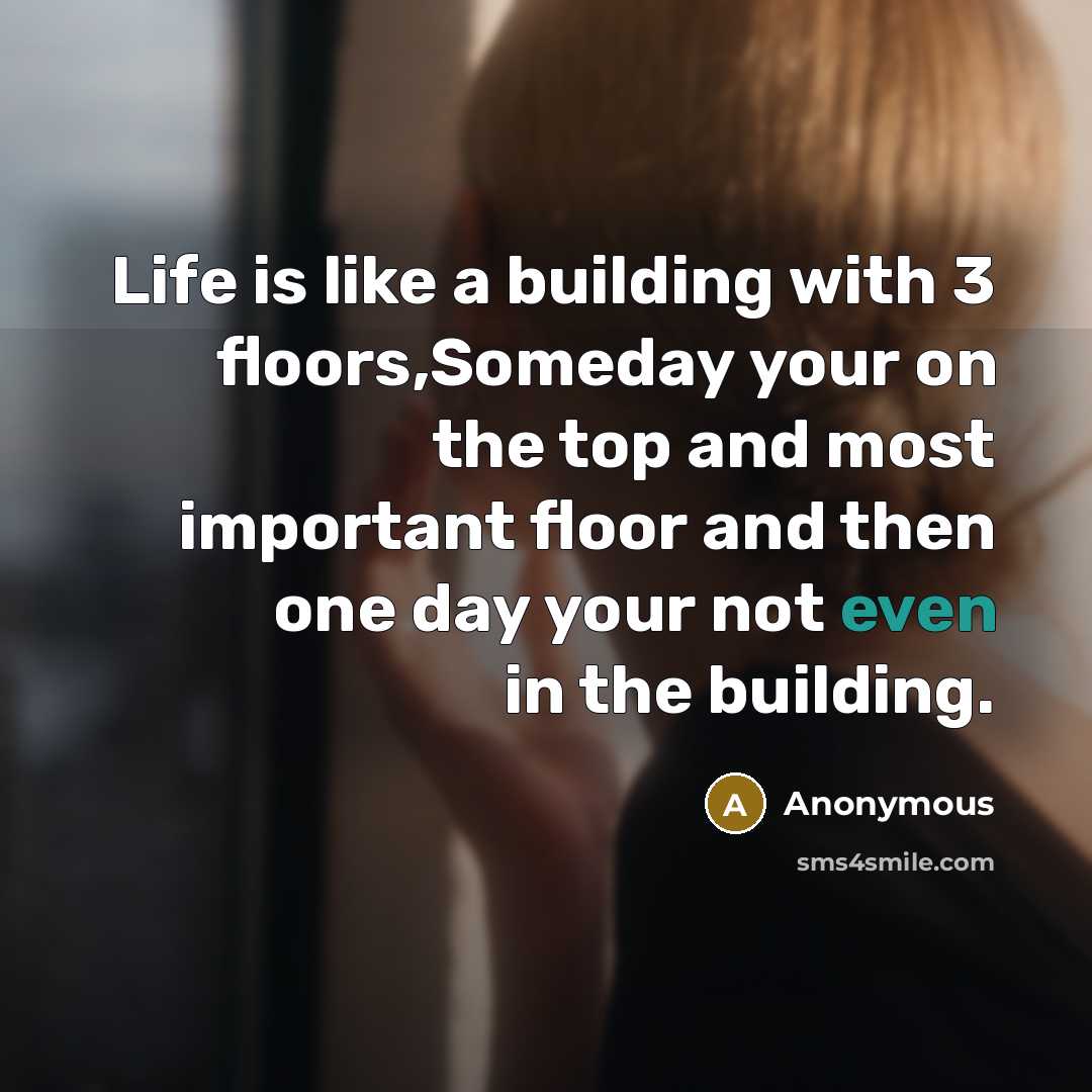 “Life is like a building with 3 floors,Someday your on…” quote by Anonymous