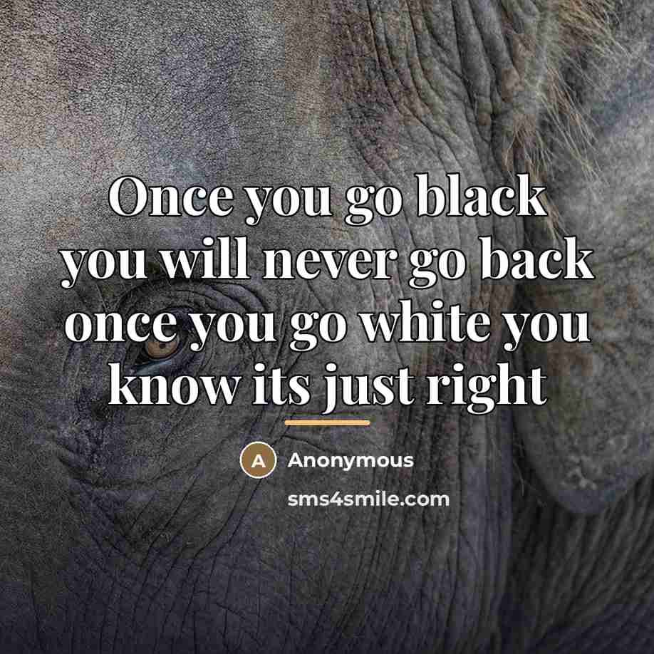 “Once you go black you will never go back once…” quote by Anonymous