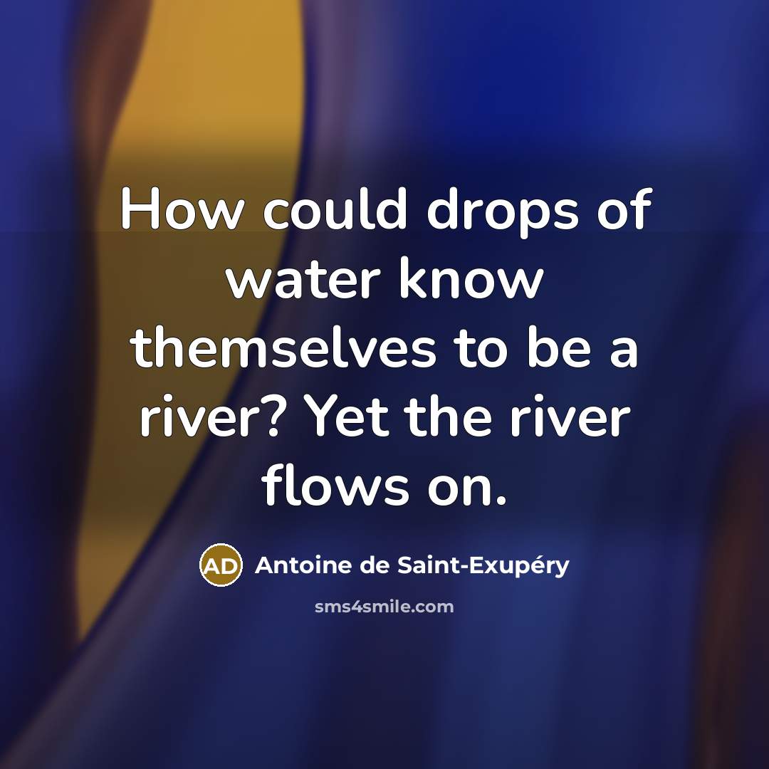 “How could drops of water know themselves to be a…” quote by Antoine de Saint-Exupery