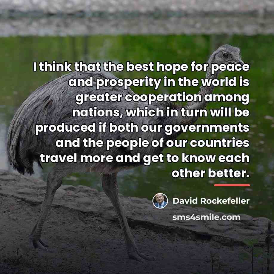 “I think that the best hope for peace and prosperity…” quote by David Rockefeller