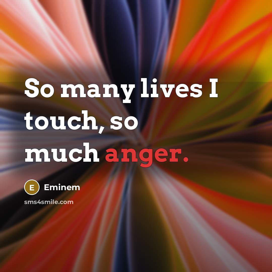 “So many lives I touch, so much anger.…” quote by Eminem