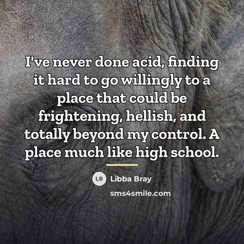 “I've never done acid, finding it hard to go willingly…” quote by Libba Bray