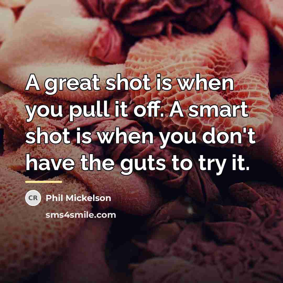 “A great shot is when you pull it off. A…” quote by Phil Mickelson