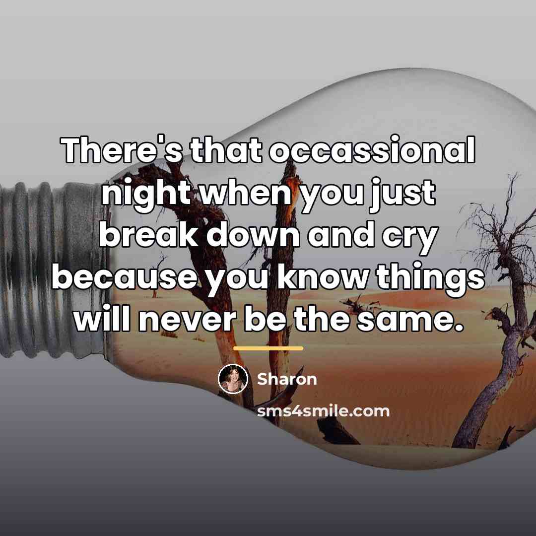 “There's that occassional night when you just break down and…” quote by Sharon