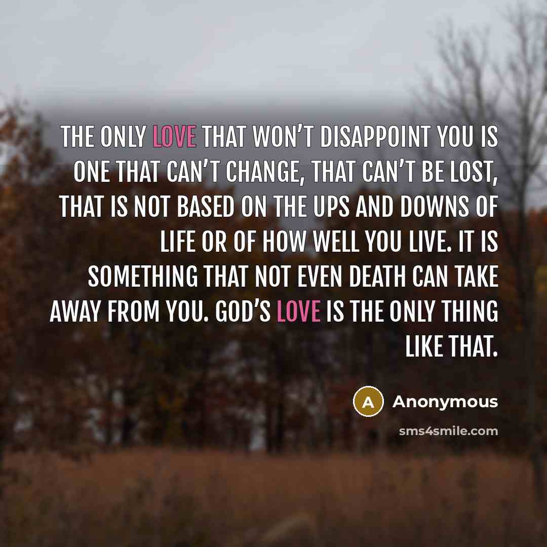 “The only love that won’t disappoint you is one that…” quote by Anonymous