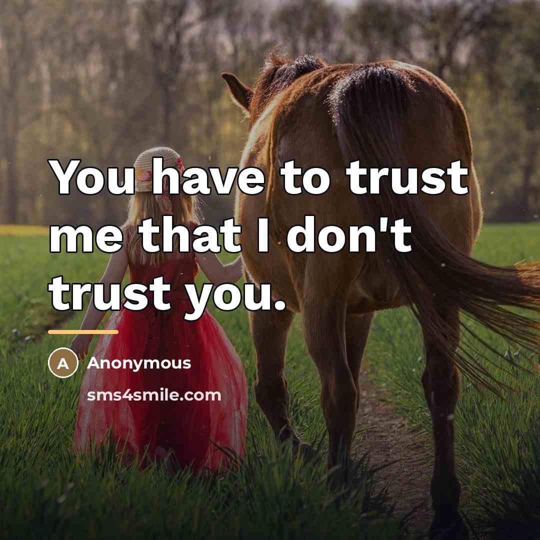 “You have to trust me that I don't trust you.…” quote by Anonymous