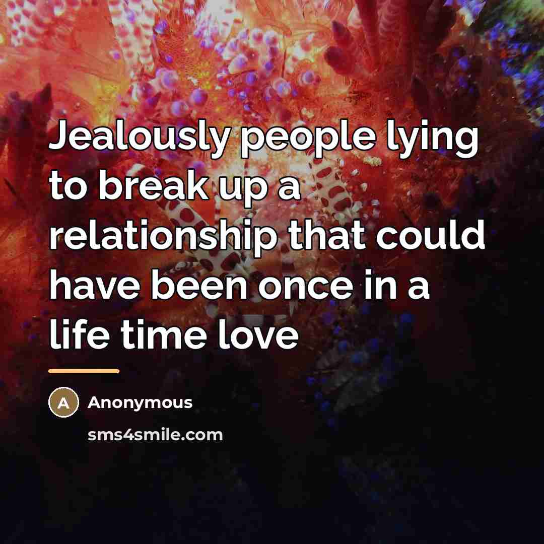 “Jealously people lying to break up a relationship that could…” quote by Anonymous