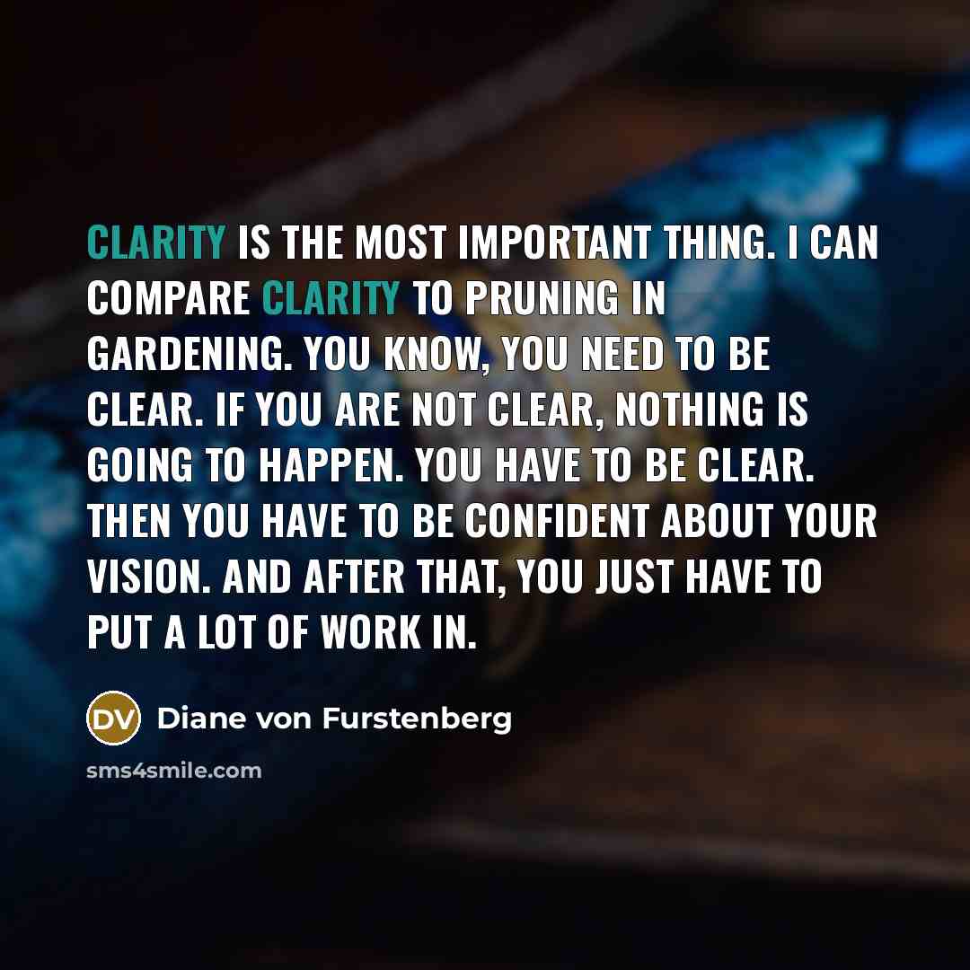 “Clarity is the most important thing. I can compare clarity…” quote by Diane von Furstenberg