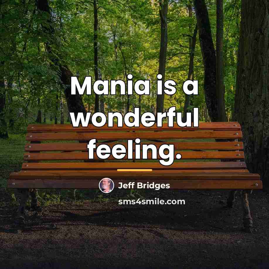 “Mania is a wonderful feeling.…” quote by Jeff Bridges