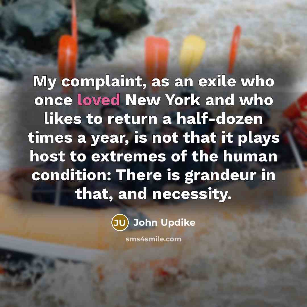 “My complaint, as an exile who once loved New York…” quote by John Updike