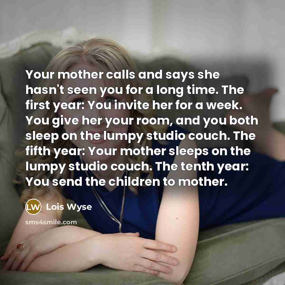 “Your mother calls and says she hasn't seen you for…” quote by Lois Wyse
