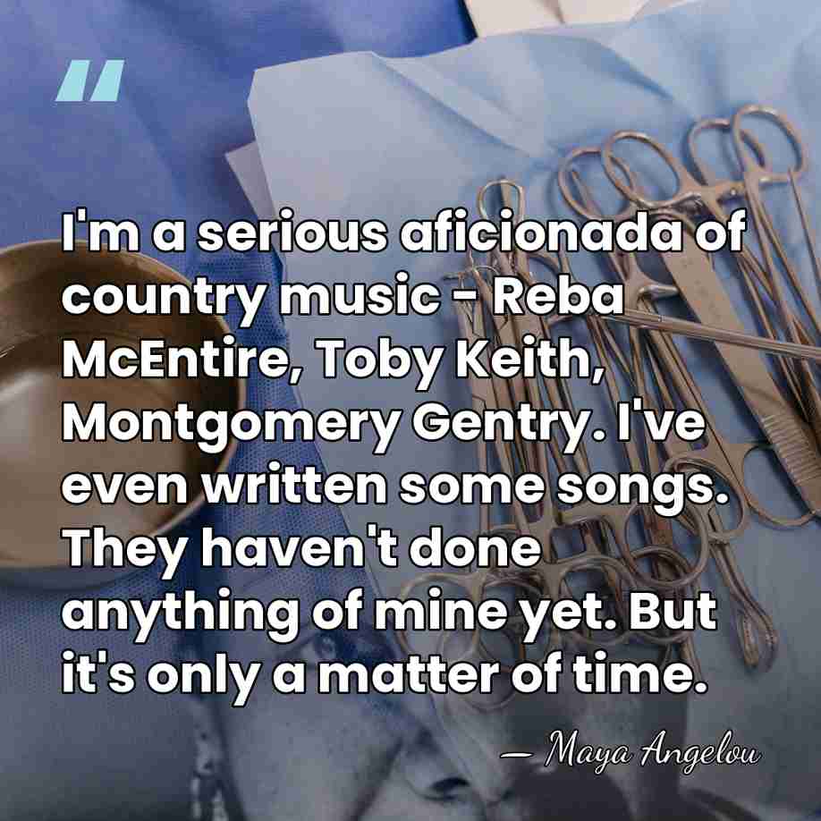 I'm a serious aficionada of country music - Reba McEntire, Toby Keith,&hellip; - Maya Angelou