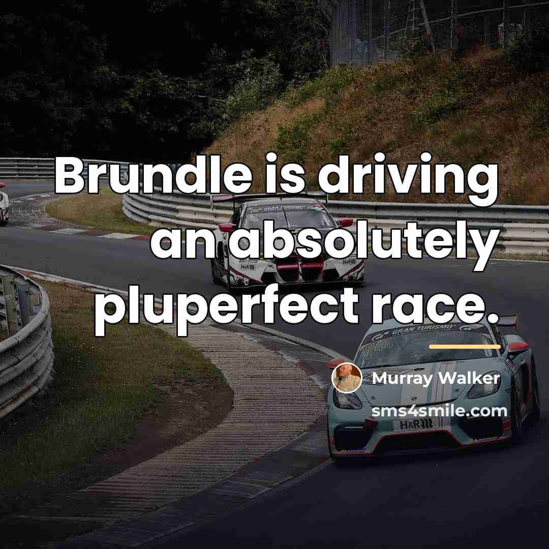 “Brundle is driving an absolutely pluperfect race.…” quote by Murray Walker