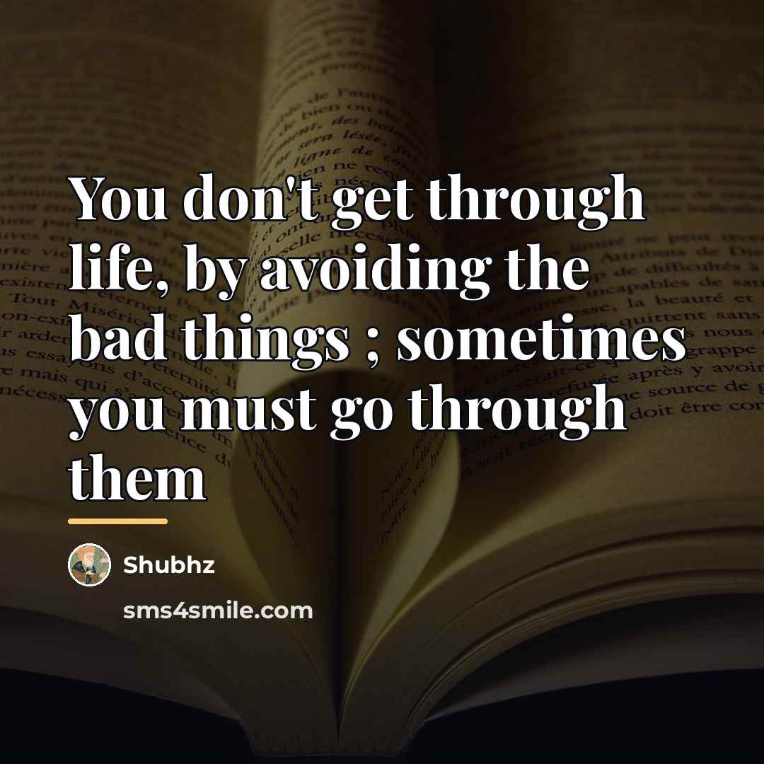 “You don't get through life, by avoiding the bad things…” quote by Shubhz