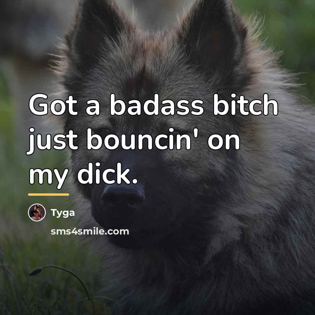 “Got a badass bitch just bouncin' on my dick.…” quote by Tyga