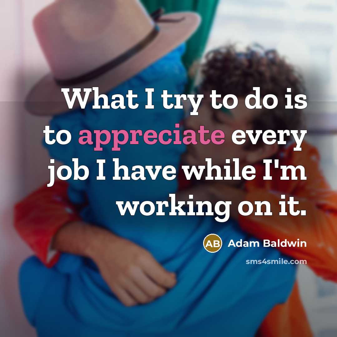 “What I try to do is to appreciate every job…” quote by Adam Baldwin