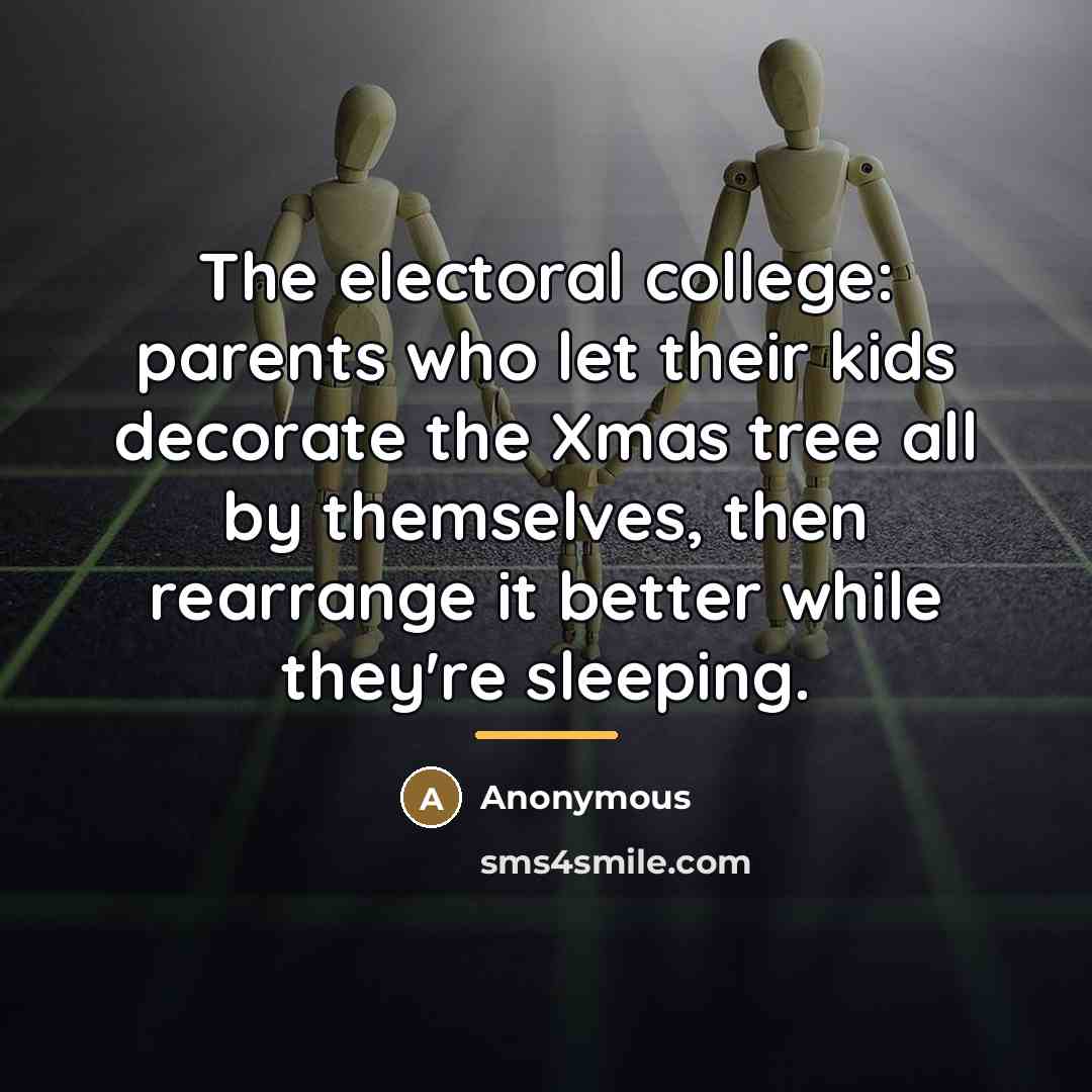 “The electoral college: parents who let their kids decorate the…” quote by Anonymous