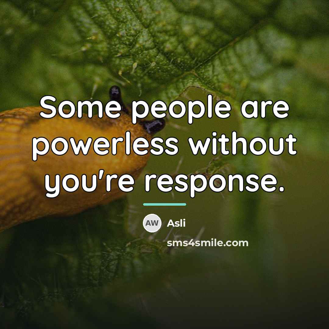 “Some people are powerless without you're response.…” quote by Asli