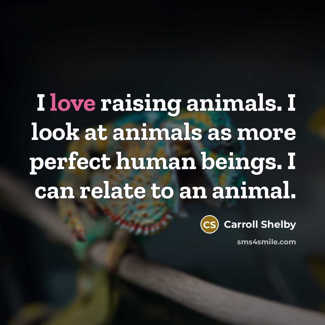 “I love raising animals. I look at animals as more…” quote by Carroll Shelby