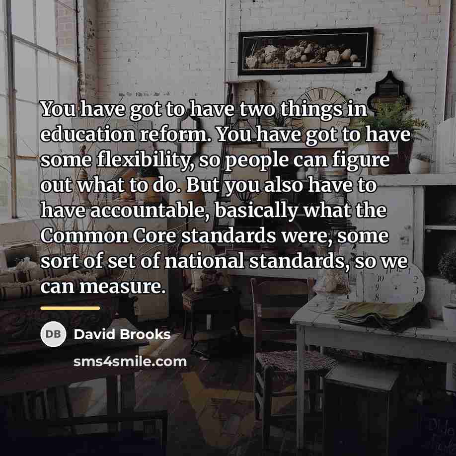 “You have got to have two things in education reform.…” quote by David Brooks