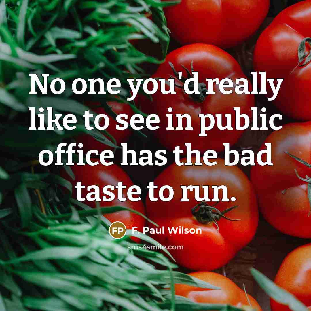 “No one you'd really like to see in public office…” quote by F. Paul Wilson