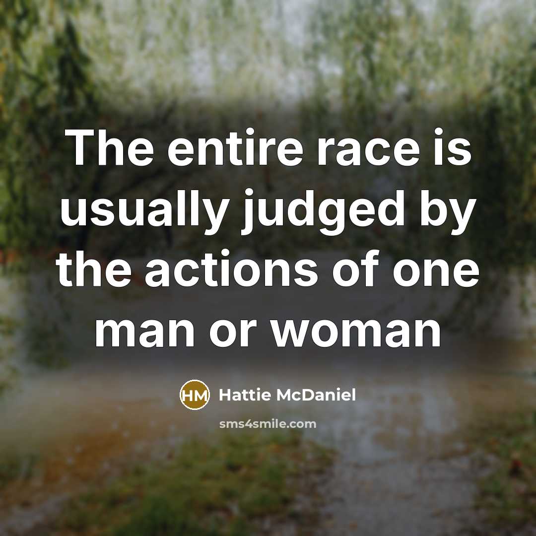 “The entire race is usually judged by the actions of…” quote by Hattie McDaniel