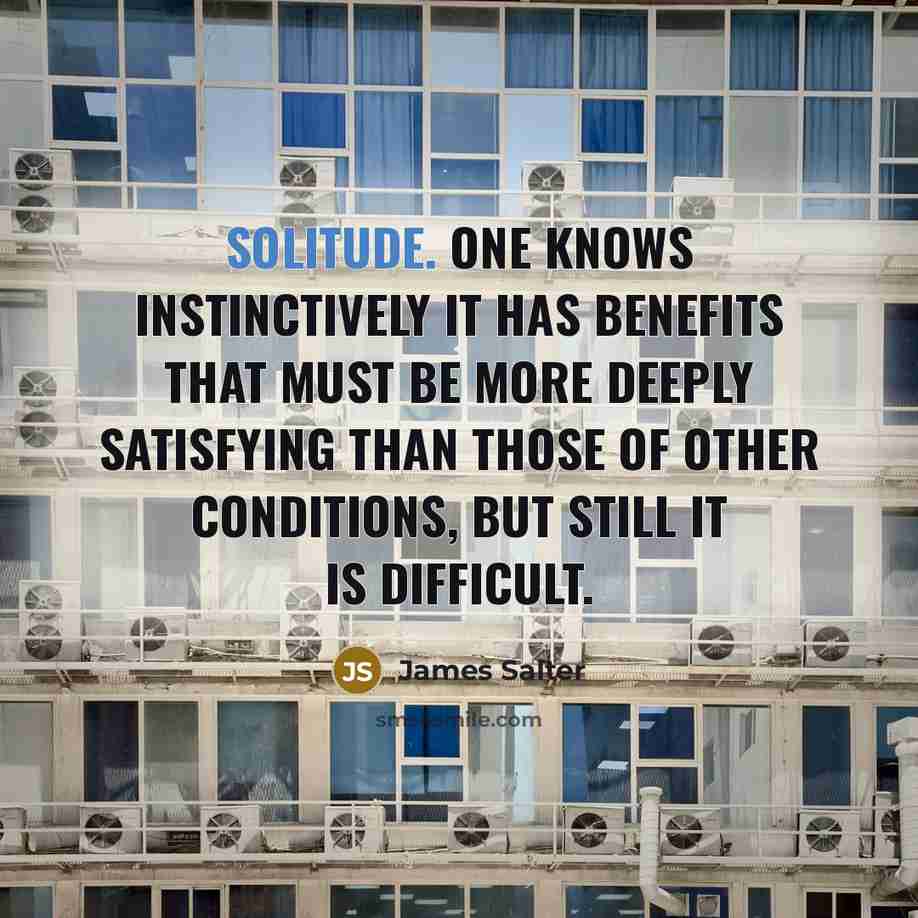 “Solitude. One knows instinctively it has benefits that must be…” quote by James Salter