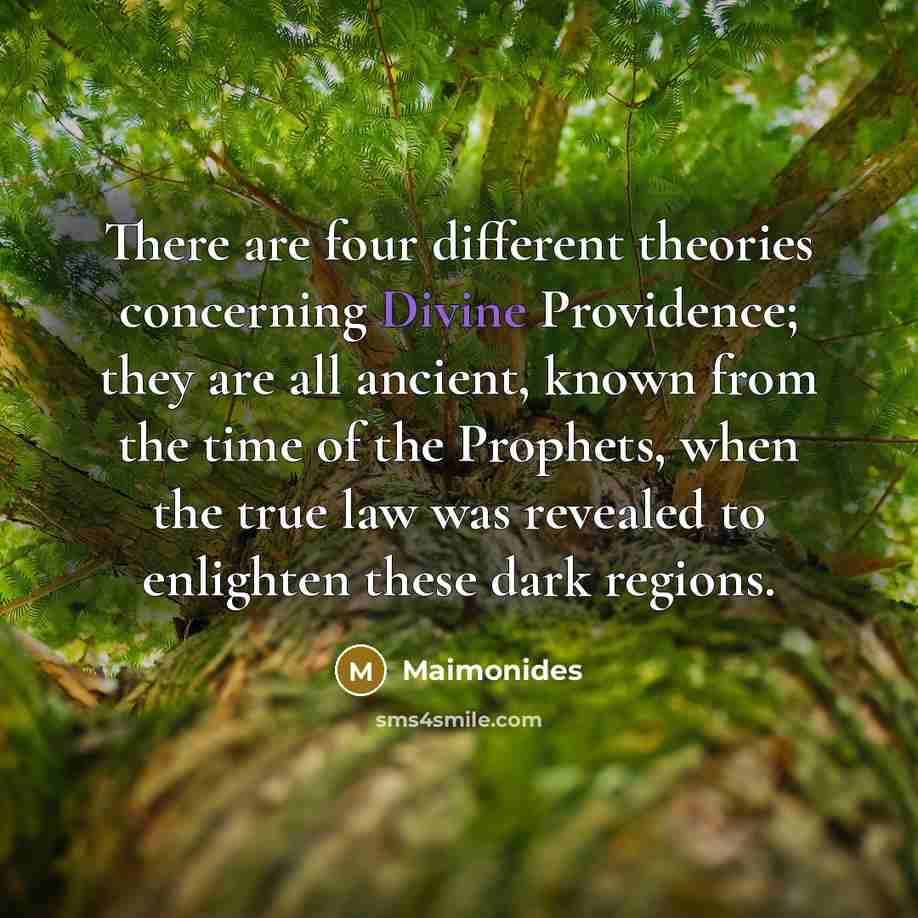 “There are four different theories concerning Divine Providence; they are…” quote by Maimonides