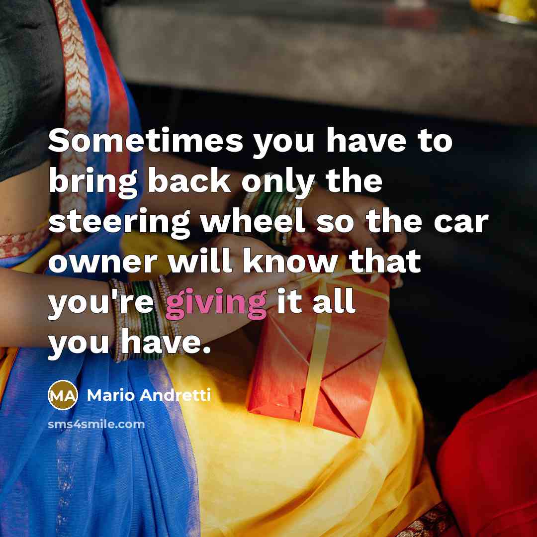 “Sometimes you have to bring back only the steering wheel…” quote by Mario Andretti