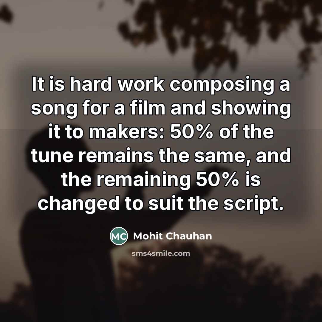 “It is hard work composing a song for a film…” quote by Mohit Chauhan