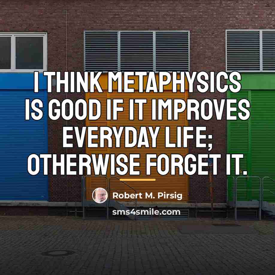 “I think metaphysics is good if it improves everyday life;…” quote by Robert M. Pirsig