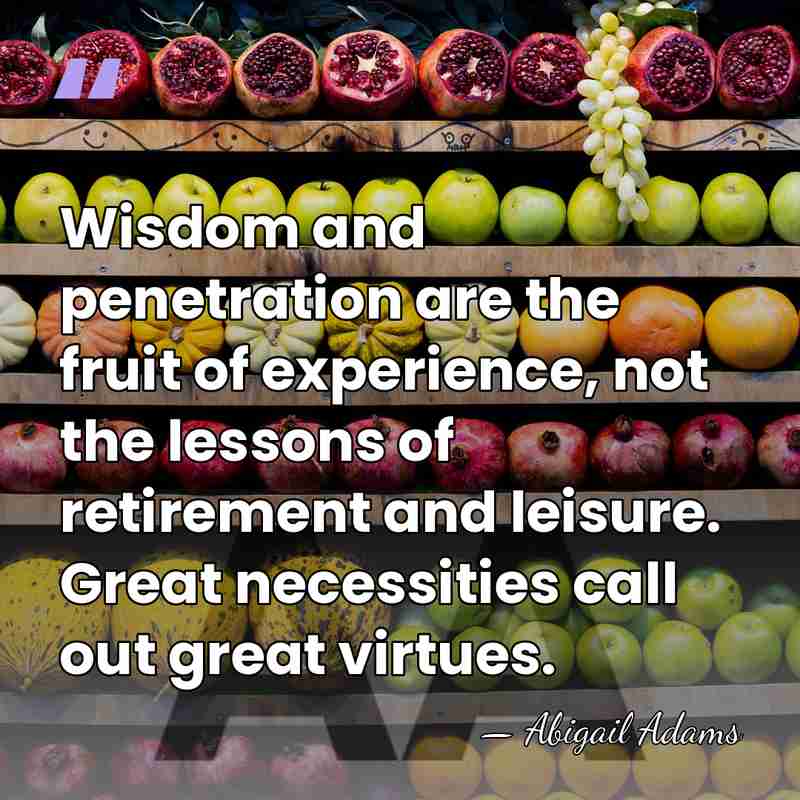 Wisdom and penetration are the fruit of experience, not the lessons of&hellip; - Abigail Adams