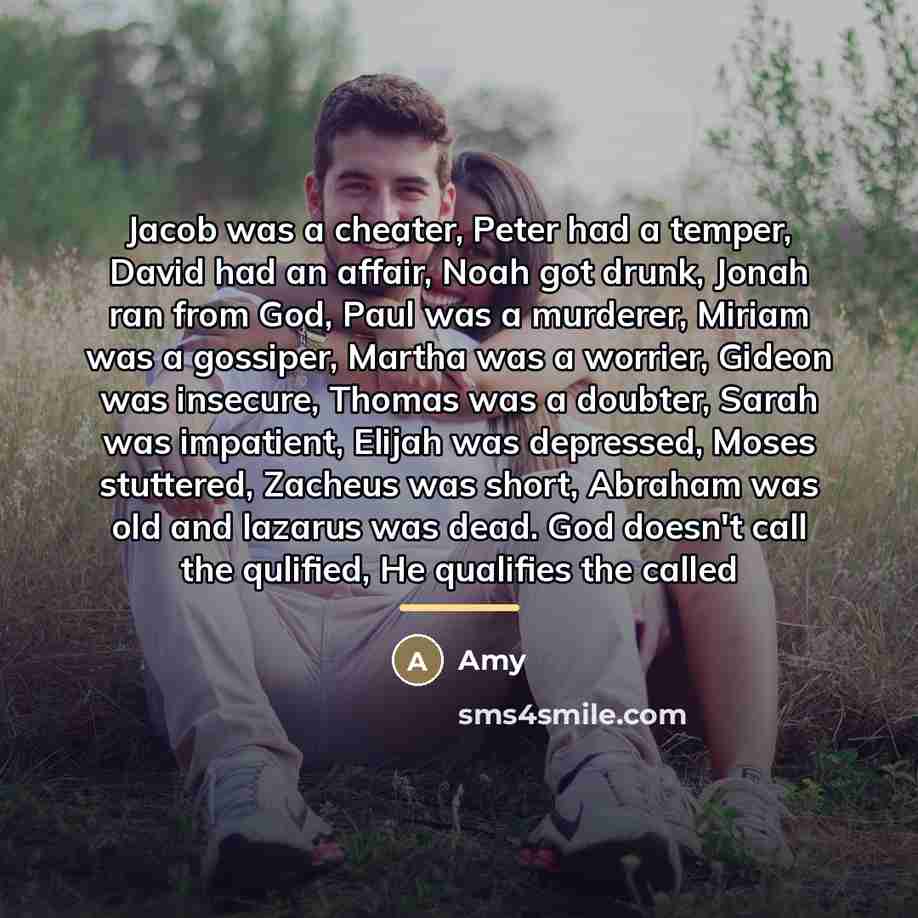 “Jacob was a cheater, Peter had a temper, David had…” quote by Amy