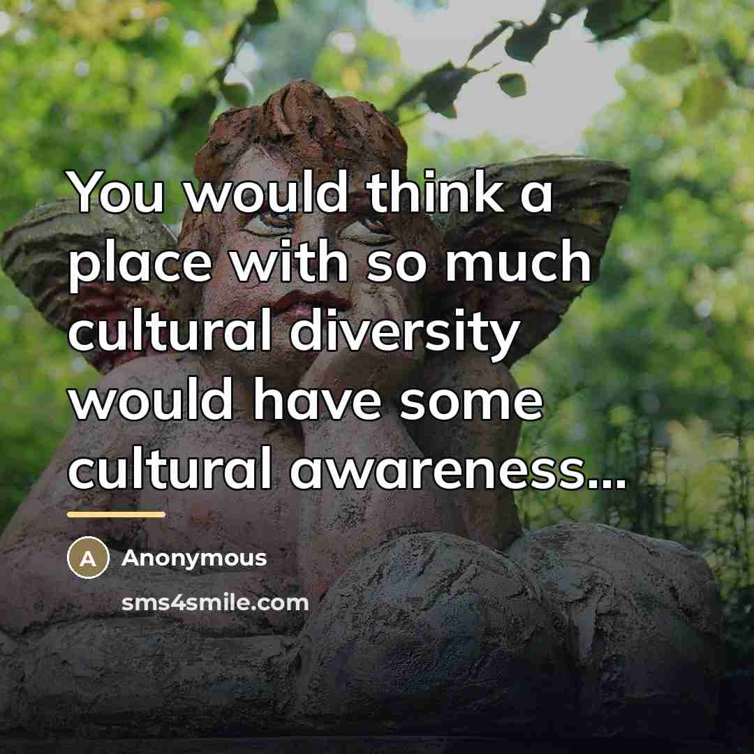 “You would think a place with so much cultural diversity…” quote by Anonymous