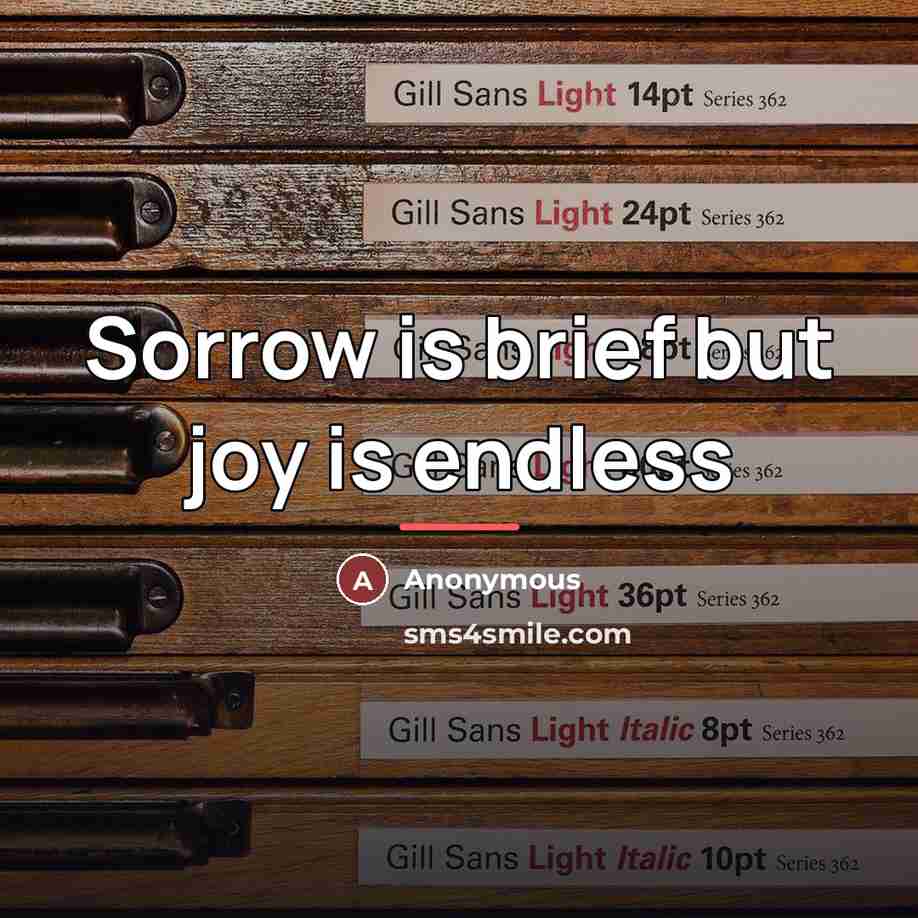 “Sorrow is brief but joy is endless…” quote by Anonymous