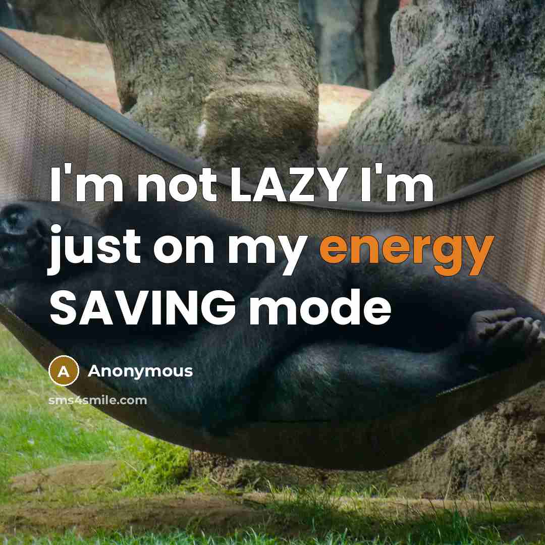 “I'm not LAZY I'm just on my energy SAVING mode…” quote by Anonymous