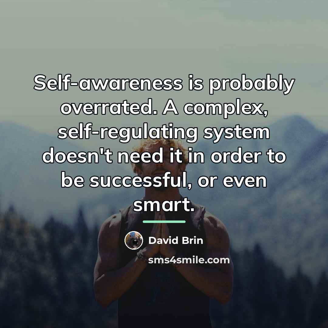 “Self-awareness is probably overrated. A complex, self-regulating system doesn't need…” quote by David Brin