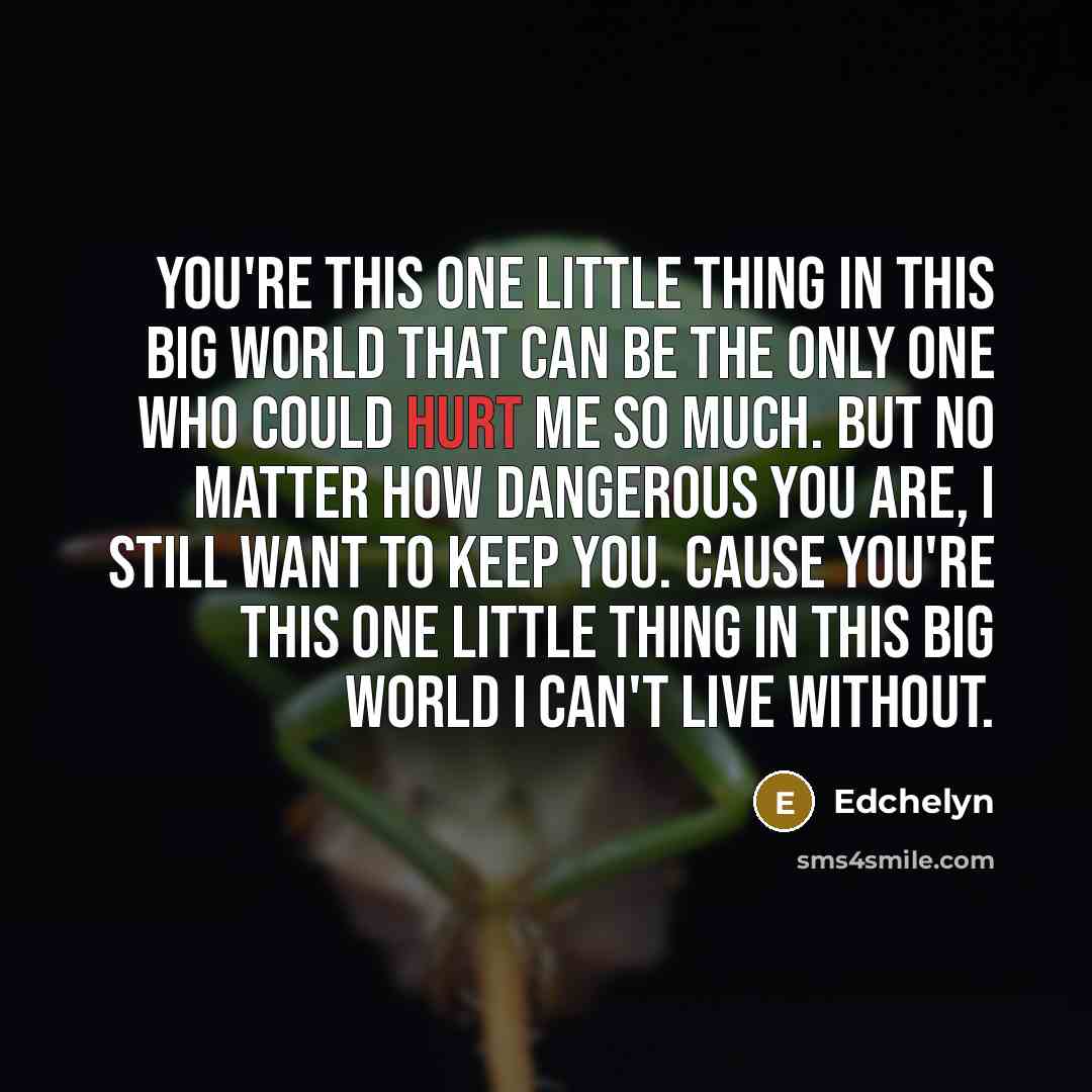 “You're this one little thing in this big world that…” quote by Edchelyn