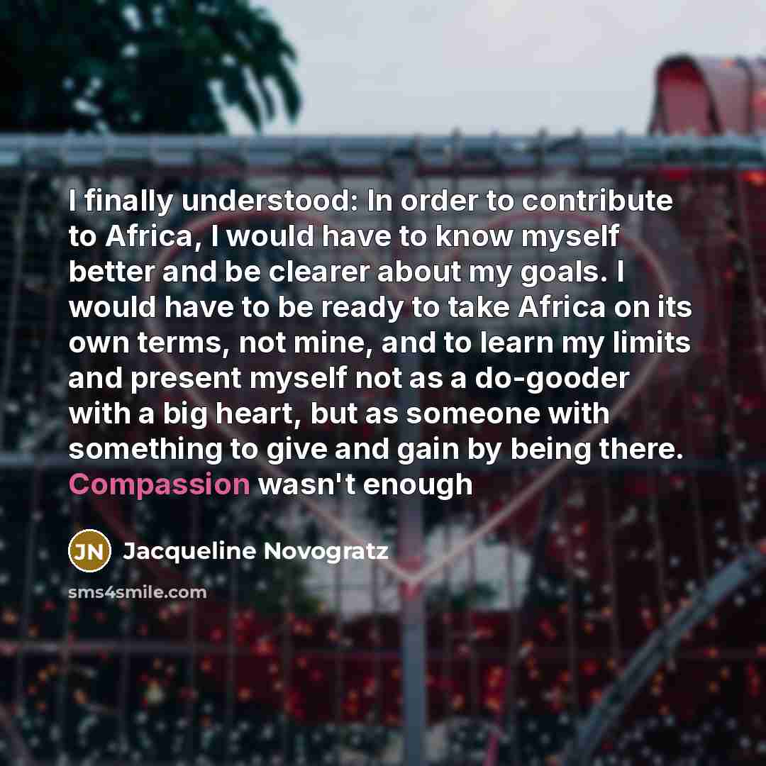 “I finally understood: In order to contribute to Africa, I…” quote by Jacqueline Novogratz