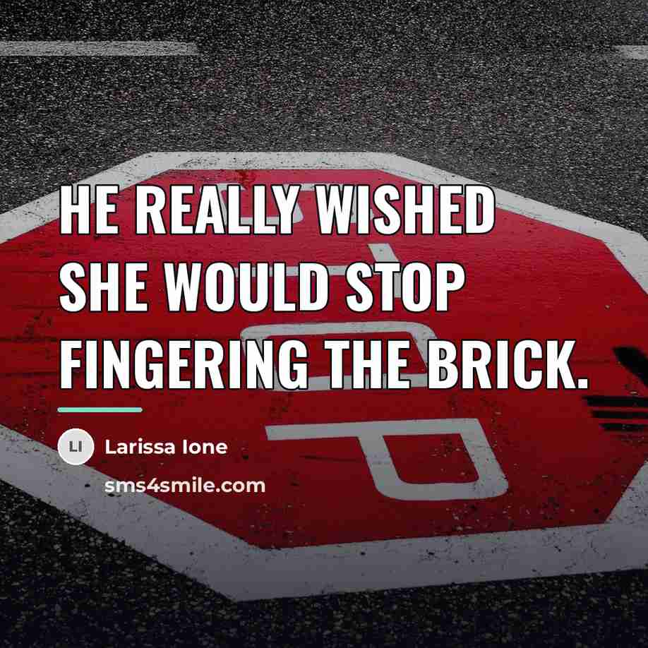 “He really wished she would stop fingering the brick.…” quote by Larissa Ione