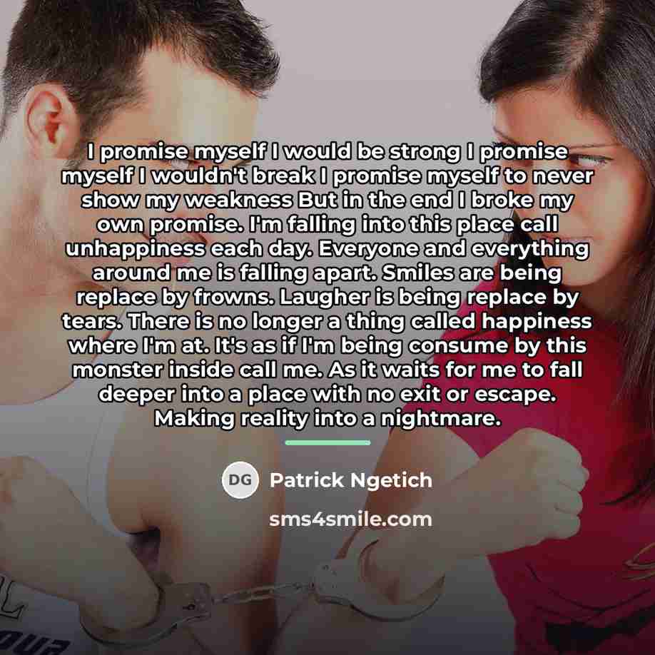 “I promise myself I would be strong I promise myself…” quote by Patrick Ngetich