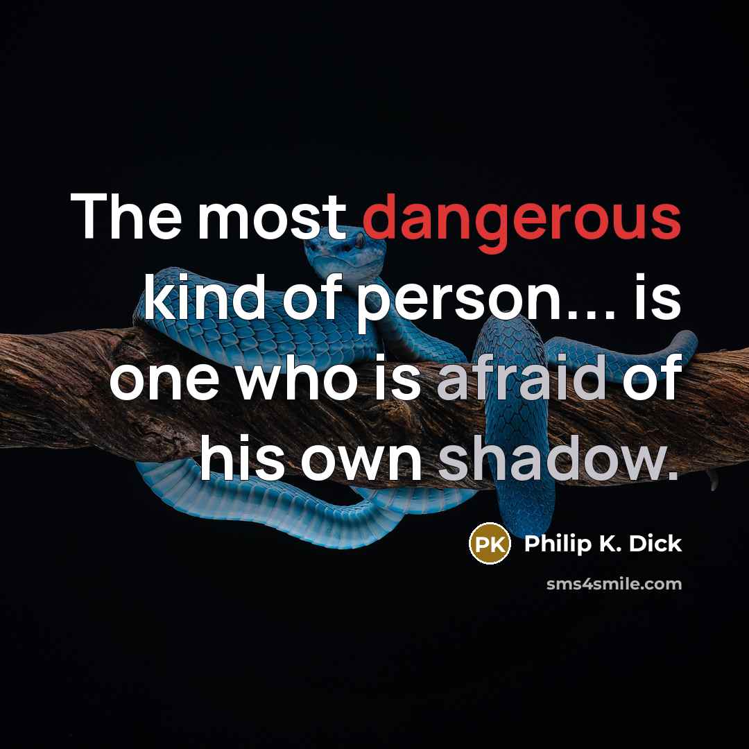 “The most dangerous kind of person... is one who is afraid of his own shadow.” quote by Philip K. Dick
